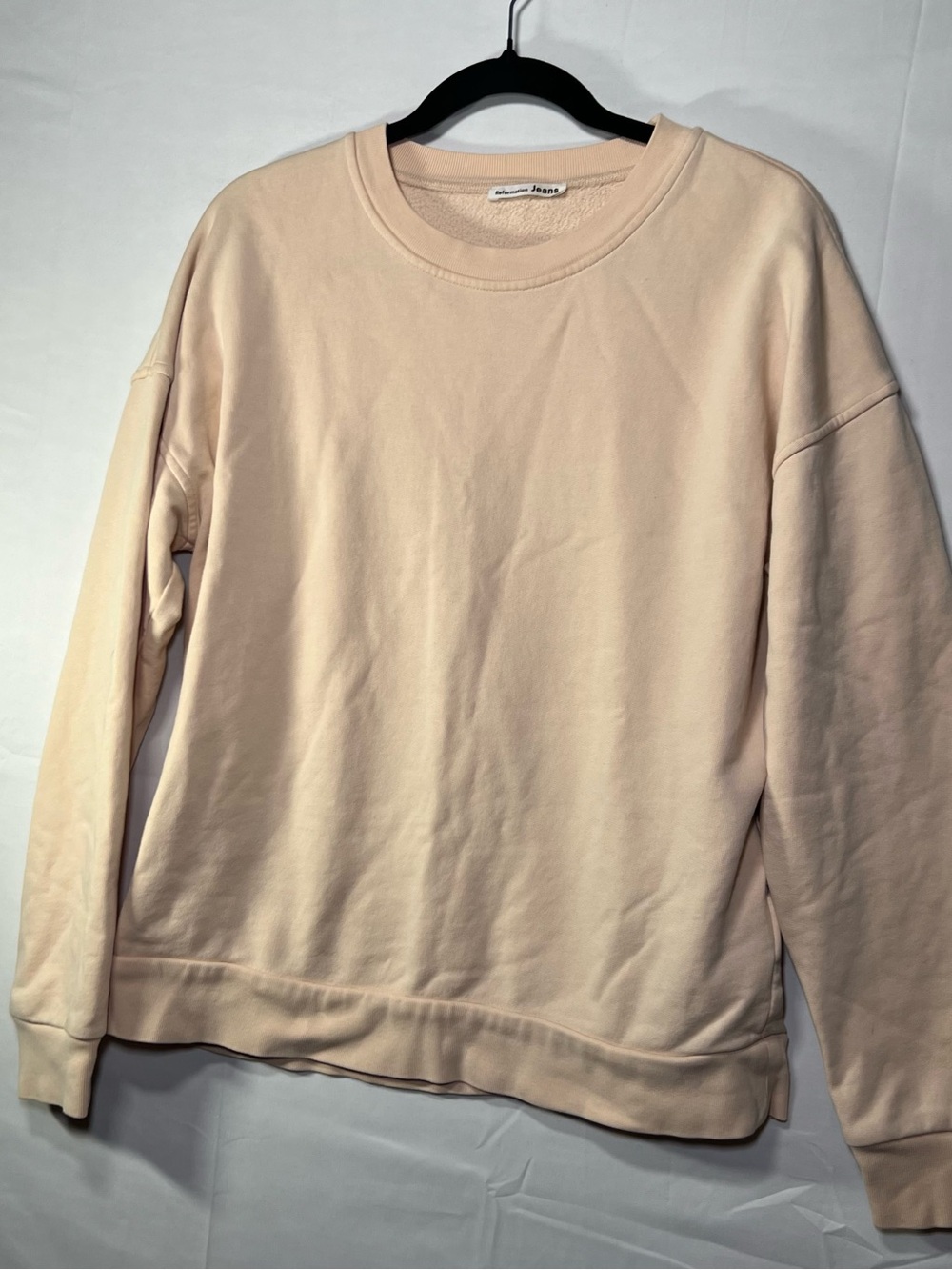 Reformation Jeans Organic Cotton Crewneck Sweatshirt Cream Beige XS - Picture 3 of 15